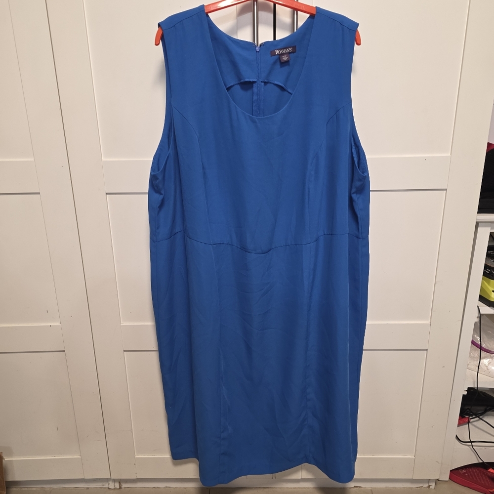 Roaman’s Blue Dress Plus Size 30W Women Sleeveless Sheath